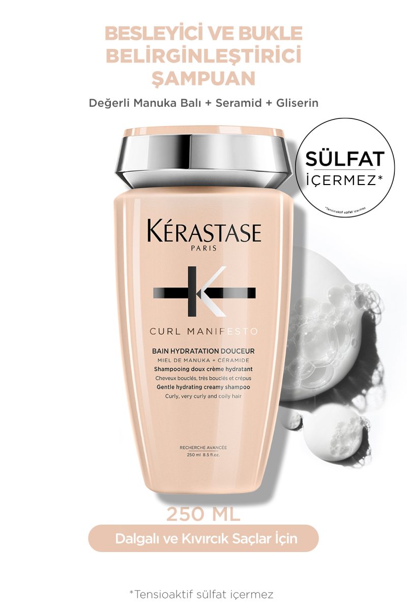 Bain Hydratation Douceur Kıvırcık Saçlar için Besleyici Şampuan