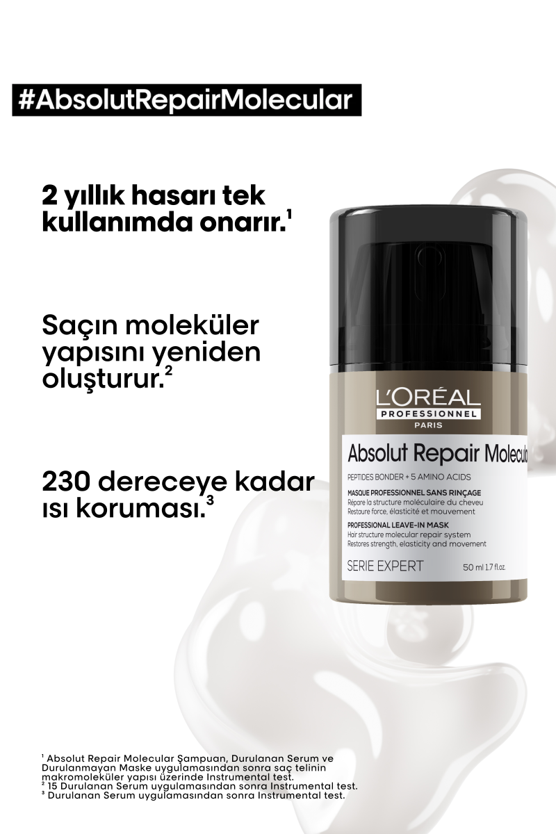 Absolut Repair Molecular Tüm Yıpranmış Saçlar İçin Durulanmayan Maske 50 ml - Görsel 2