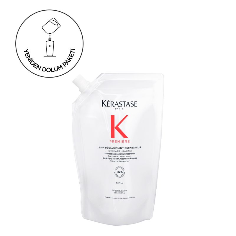 Bain Decalcifiant Reparateur Yıpranmış Saçlar için Onarım Sağlayan Şampuan Dolum Paketi 500 ml