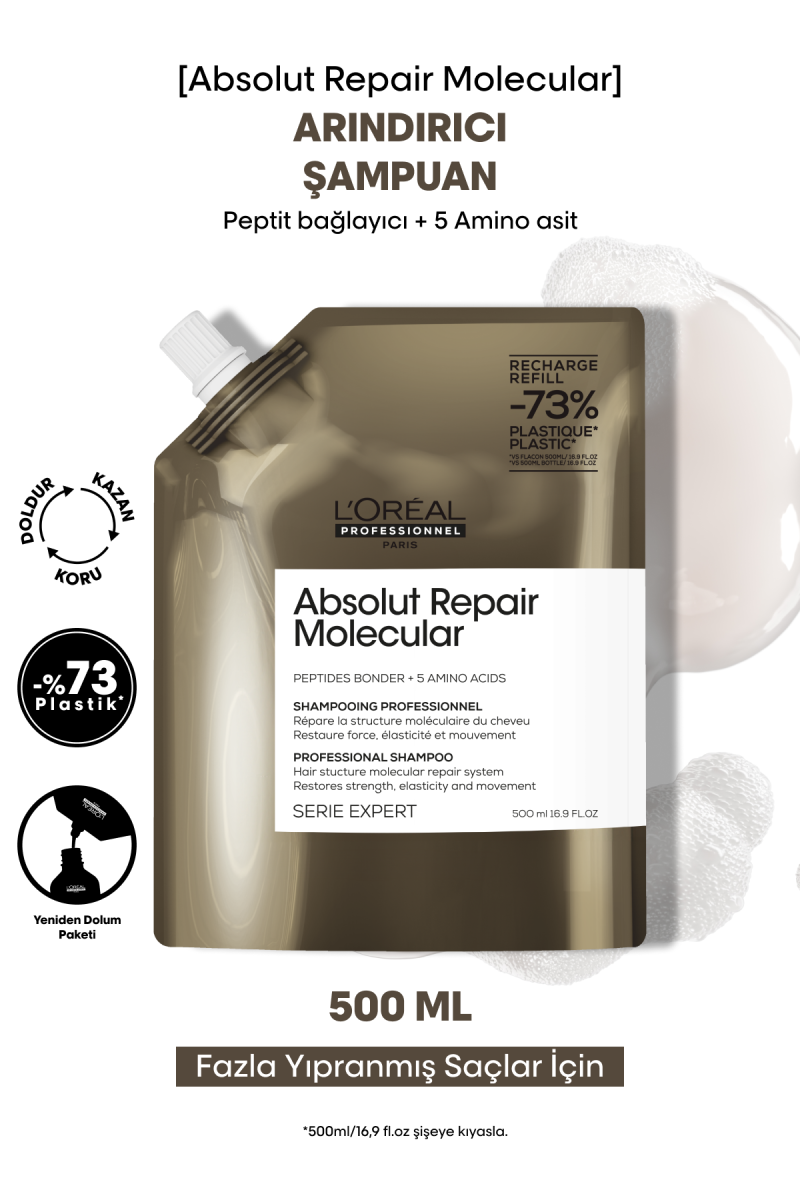 Absolut Repair Molecular Tüm Yıpranmış Saçlar İçin Arındırıcı Refill Şampuan