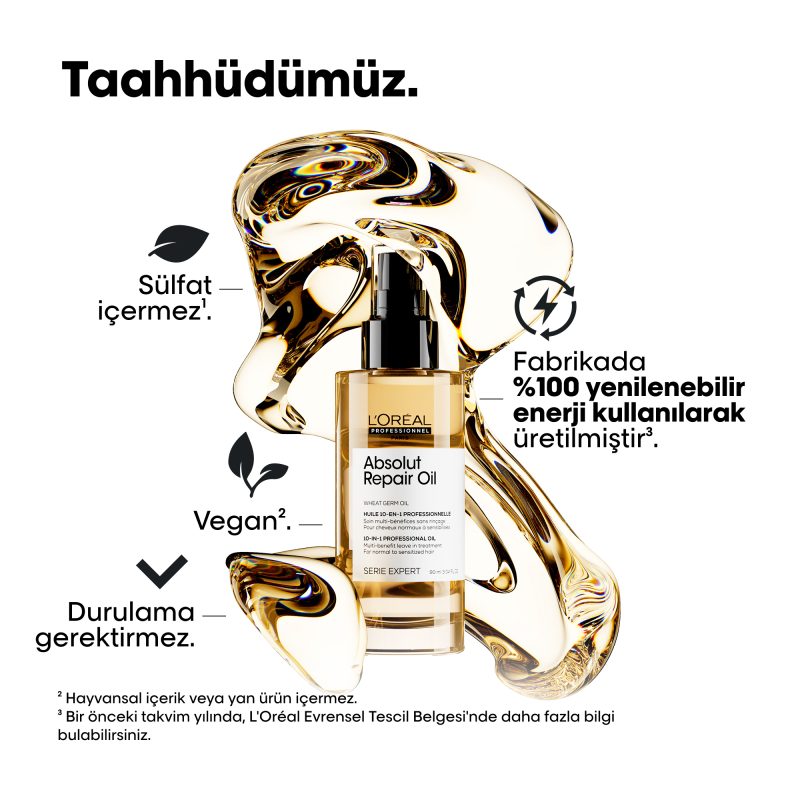 Absolut Repair Normal-Hassaslaşmış Saçlar İçin 10’u 1 Arada Durulanmayan Saç Bakım Yağı 90 ml - Görsel 4