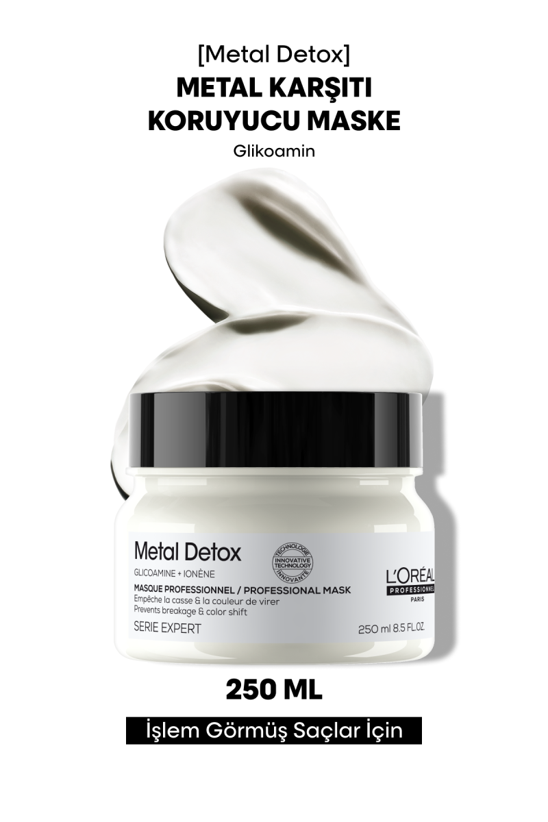 Metal Detox İşlem Görmüş ve Yıpranmış Saçlar İçin Kırılma Karşıtı Koruyucu Maske 250 ml