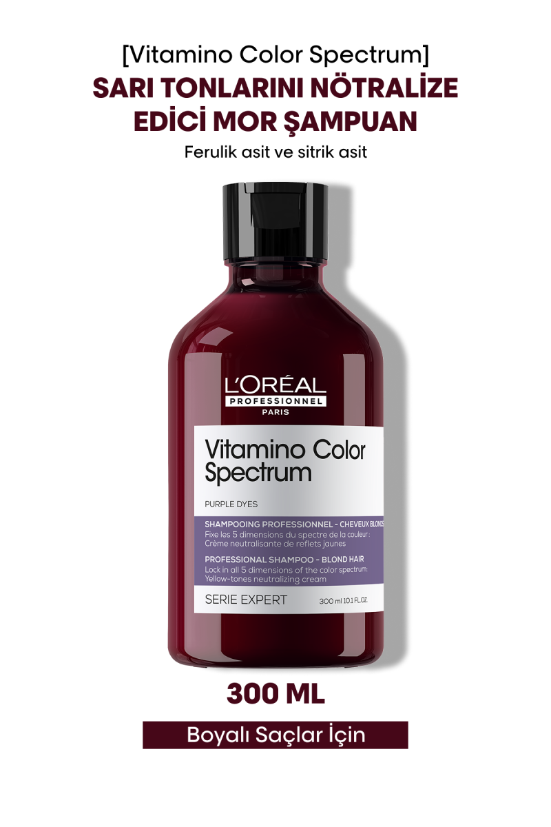 Vitamino Color Spectrum Sarı Saçlar İçin Sarı Tonlarını Nötralize Edici Mor Şampuan 300 ml